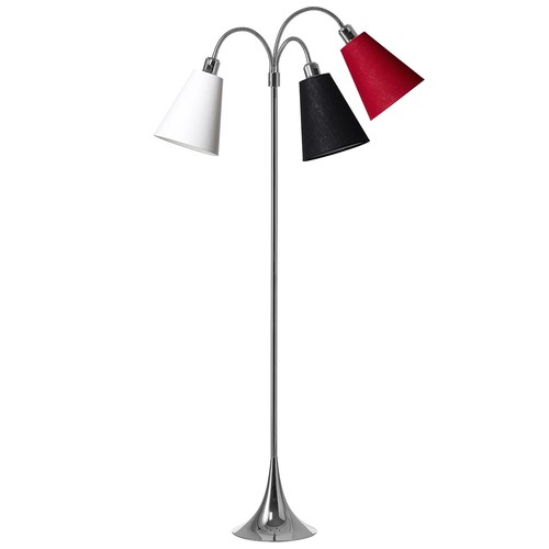 Trafiek Vloerlamp E27 in Chroom met Wit/Zwart/Rood - Nielsen Light