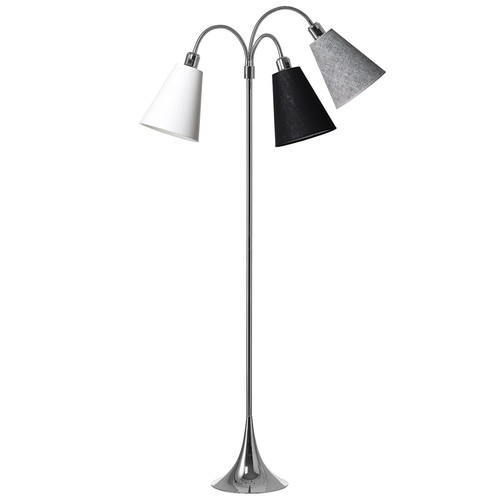 Trafiek Vloerlamp E27 in Chroom met Wit/Zwart/Zwart Gestructureerd - Nielsen Light