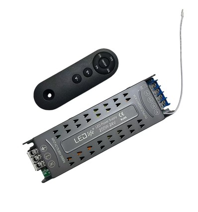 200W / 24V DC dimbare voeding - 8.33A, IP20 binnenshuis, met afstandsbediening, flikkervrij