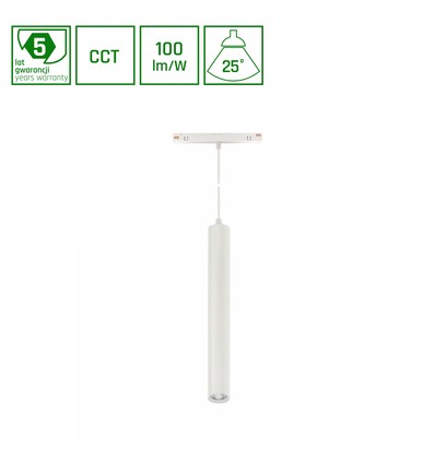 12W SYSTEM SHIFT CCT-HANGIT railspot voor pendel - 48V, RA90, 25°, wit, 5 jaar garantie