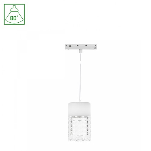 7W SYSTEM SHIFT BASIC HANGIT CRISTAL railspot, 48V - 2700K, 80°, IP20, 110cm draadophanging