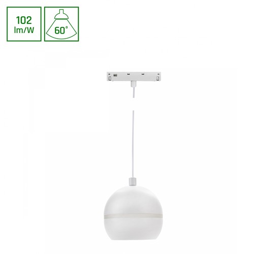 10W SHIFT BASIC GLOBE RING PENDANT railspot, 48V - 1020lm, 2700K, wit, IP20, incl. lichtbron