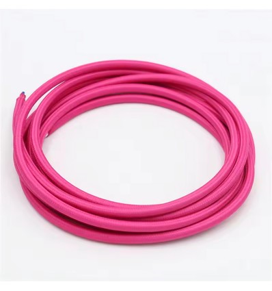 5m Stofkabel 2x0.75 mm², textiel - 230V, Roze