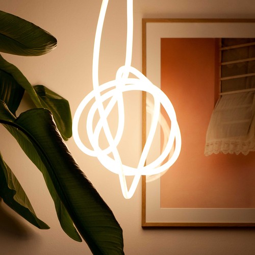 10m Neon Flex Tube voor interieur - 230V, warm wit, D16 Neon complete set