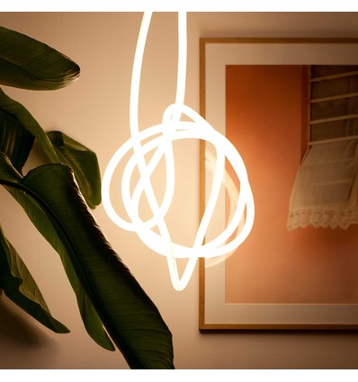 10m Neon Flex Tube voor interieur - 230V, warm wit, D16 Neon complete set