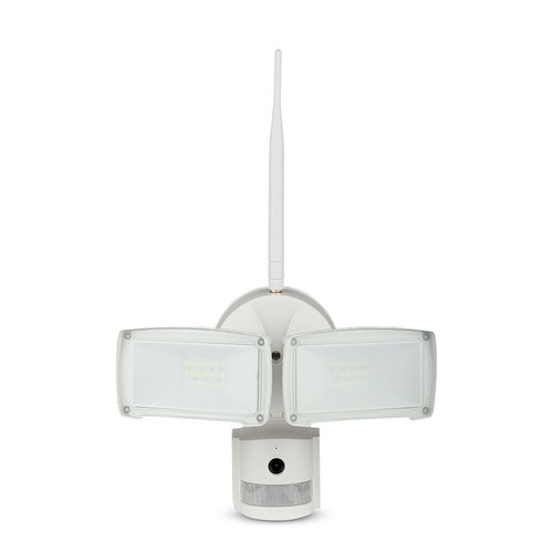 18W LED breedstraler met WiFi camera en PIR sensor - 600lm, IP65, wit, buiten, koud wit