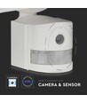 18W LED breedstraler met WiFi camera en PIR sensor - 600lm, IP65, wit, buiten, koud wit