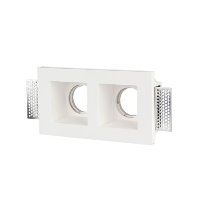 Dubbele gips inbouwspot - Vierkant, wit, voor 2x GU10/GU5.3, max 35W, IP20