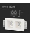 Dubbele gips inbouwspot - Vierkant, wit, voor 2x GU10/GU5.3, max 35W, IP20
