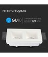 Dubbele gips inbouwspot - Vierkant, wit, voor 2x GU10/GU5.3, max 35W, IP20