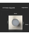 GU10 inbouwspot, vierkant - Satijn nikkel, IP54 badkamer, Zaagmaat: Ø7,5 cm, Afmeting: 8,4 x 8,4 cm