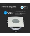 GU10 inbouwspot, vierkant - Wit, IP54, Zaagmaat: Ø7,5 cm, Afmeting: 84x84 mm, zinklegering