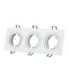 3-gats vierkante inbouwspot voor 3x GU10 - Wit, aluminium, IP20 binnen, gat: 235x75mm, afm: 255x91mm