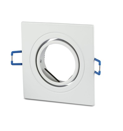 GU10 inbouwspot - Vierkant, wit, aluminium, gat: Ø7,5 cm, afm: 9,1 x 9,1 cm