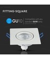 GU10 inbouwspot - Vierkant, wit, aluminium, gat: Ø7,5 cm, afm: 9,1 x 9,1 cm
