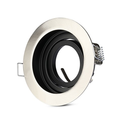 GU10 inbouwspot, diep design - Rond, Satijn nikkel, Gat: Ø9 cm, Afm: Ø10 cm