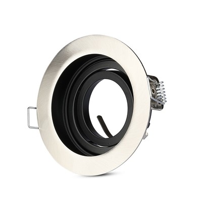 GU10 inbouwspot, diep design - Rond, Satijn nikkel, Gat: Ø9 cm, Afm: Ø10 cm