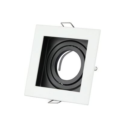 GU10 inbouwspot, vierkant - Wit, aluminium, gat: 90x90 mm, afm: 100x100 mm, zonder lichtbron