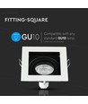 GU10 inbouwspot, vierkant - Wit, aluminium, gat: 90x90 mm, afm: 100x100 mm, zonder lichtbron