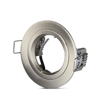 GU10 inbouwspot - Satijn nikkel, rond, aluminium, gat: Ø7,3 cm, afm: Ø8,1 cm