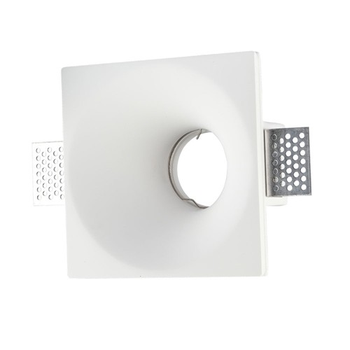 Vierkante witte gips inbouwspot - Voor GU10, 121 x 121 mm, IP20 binnen, overschilderbaar