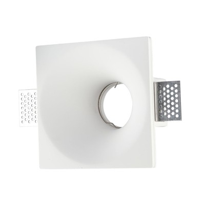 Vierkante witte gips inbouwspot - Voor GU10, 121 x 121 mm, IP20 binnen, overschilderbaar