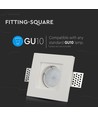 GU10 inbouwspot in gips, vierkant - Wit, zonder lichtbron, gat: 10,3 x 10,3 cm, IP20