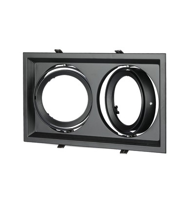 Dubbele inbouwspot voor 2x AR111 - Zwart, aluminium, 32,5 x 17,4 cm, IP20, zonder lichtbron