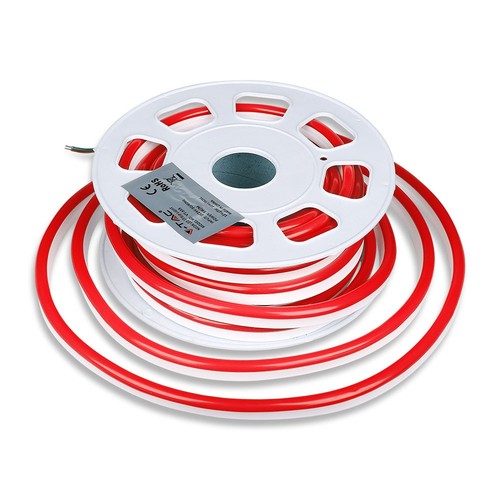 10m 8W/m Rode Neon Flex LED - 24V, IP65, 9x16,5mm