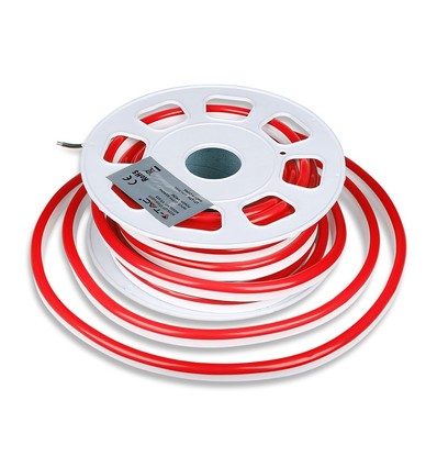 10m 8W/m Rode Neon Flex LED - 24V, IP65, 9x16,5mm