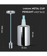 E27 Chroom Metalen Cup Hanglamp - Lichtblauw