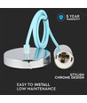 E27 Chroom Metalen Cup Hanglamp - Lichtblauw