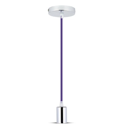 E27 pendelophanging in chroom met paarse kabel - Ø3,6 cm, 5 jaar garantie, zonder lichtbron