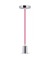 E27 hanglampophanging in chroom met rood snoer - 1m, metalen fitting