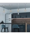 E27 hanglampophanging in chroom met rood snoer - 1m, metalen fitting