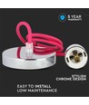 E27 hanglampophanging in chroom met rood snoer - 1m, metalen fitting