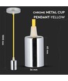 E27 pendelophanging in chroom met geel snoer - Zonder lichtbron, modern design