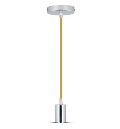 E27 pendelophanging in chroom met beige snoer - Max. 60W, Ø3,6cm, zonder lichtbron