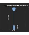 Betonnen hanglamp in blauw - E27 fitting, Ø5cm, zonder lichtbron