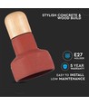 Ø12,5cm pendellamp van beton en hout - Rood, E27 fitting, modern design