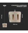 Ø18cm pendellamp van beton - E27 fitting, max 60W, 1m snoer, IP20 binnen