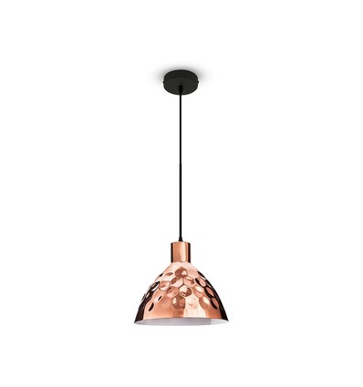 E27 pendelophanging in roségoud, vintage design - Max 60W, 1m snoer, Ø22cm, zonder lichtbron