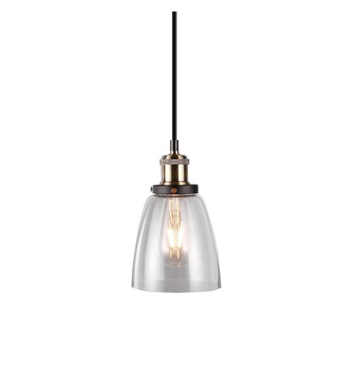 Transparante Glas-Metaal pendellamp - E27 fitting, max 60W, glas en metaal, zonder lichtbron