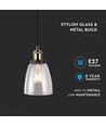 Transparante Glas-Metaal pendellamp - E27 fitting, max 60W, glas en metaal, zonder lichtbron