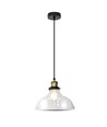 Ø24,5cm E27 glazen pendellamp - Transparant, max 60W, 110cm hoogte, metalen basis