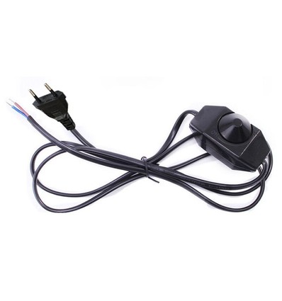 Lichtdimmer met snoer - 1,8m, 5-100W, 230V, draaiknopdimmer, zwart