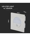 3W LED inbouwspot met sensor - 4000K, 130 graden sensor, aluminium, witte rand