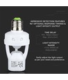 E27 fitting met 360° infrarood bewegingssensor - Max 60W, bereik tot 6m, binnen/buiten
