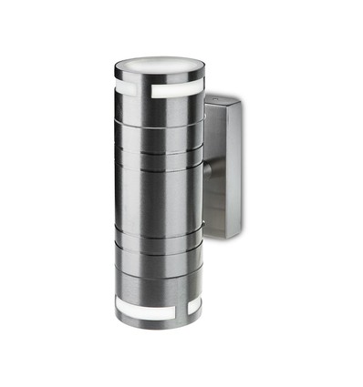 GU10 wandlamp met up/down licht - Roestvrij staal, IP44 buiten, zonder lichtbron