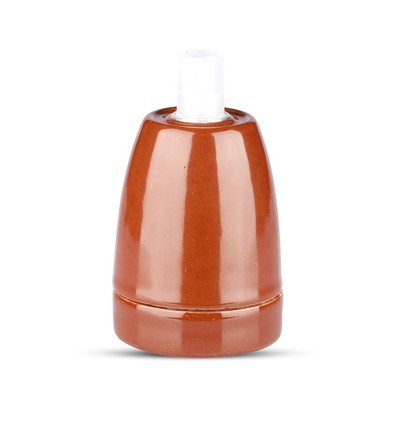 E27 porseleinen fitting, bruin - Max 60W, Ø4,7 x 6,4 cm, IP20 binnen